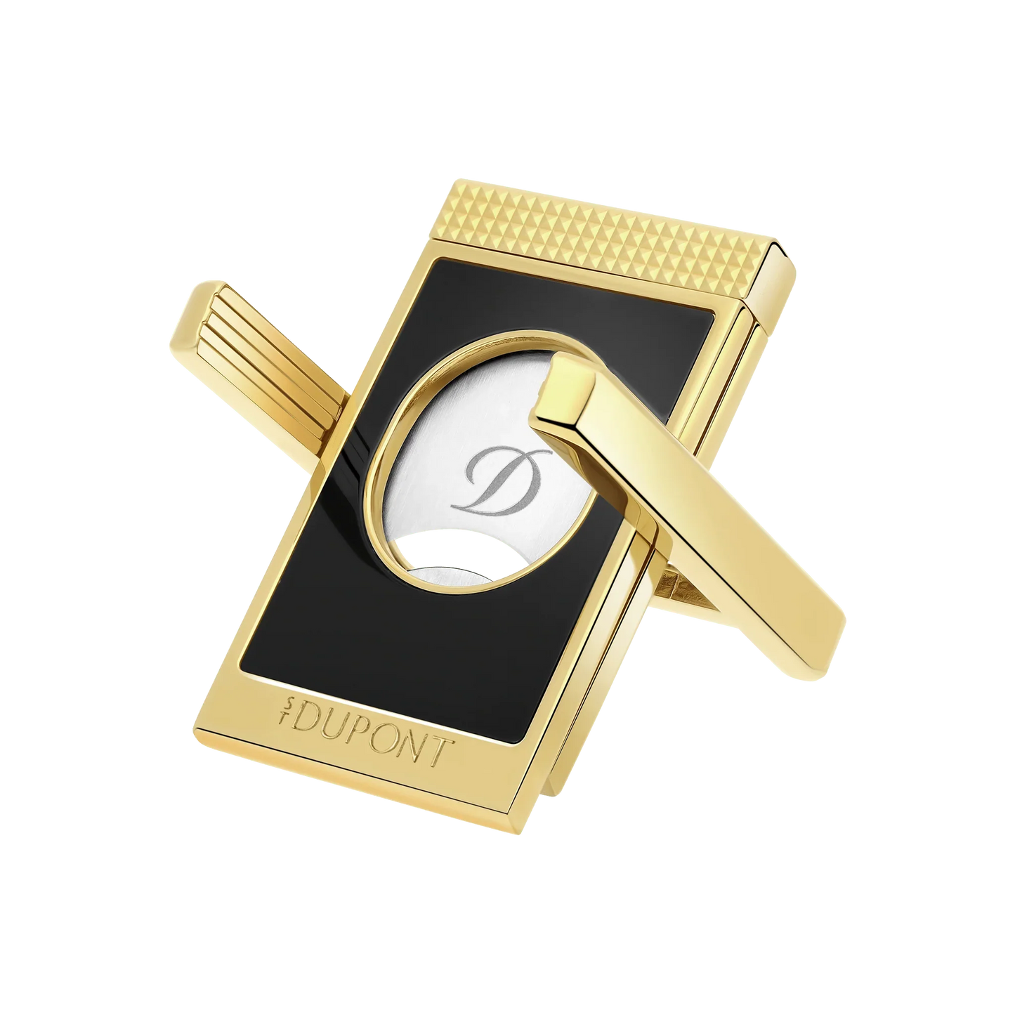 S.T. DUPONT Cigar Cutter/Coupe Cigare Chrome Yellow Gold & Black Lacquer 003553