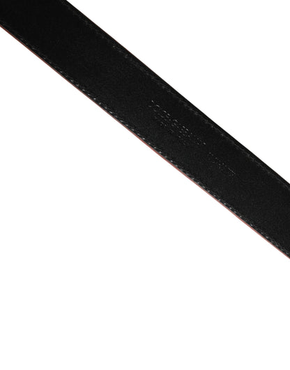 Dolce & Gabbana Men Beige Red Woven Leather Metal Buckle Belt