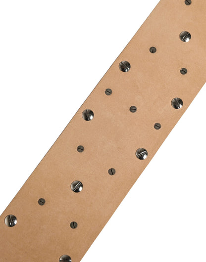 Dolce & Gabbana Silver Leather Crystal Metal Buckle Belt