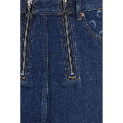 Marine Serre Blue Cotton Mini Skirt