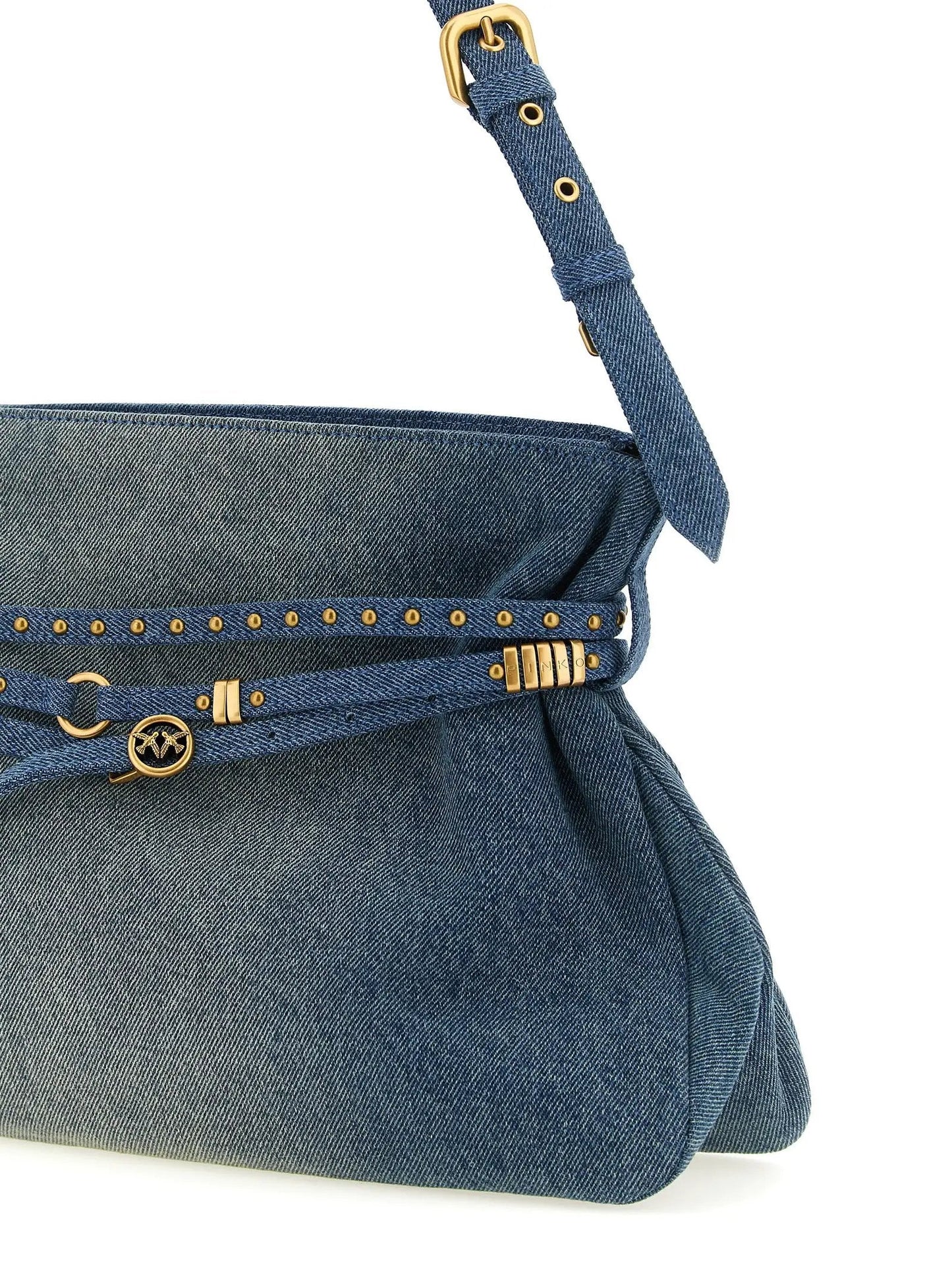 PINKO Blue Cotton Shoulder Bag