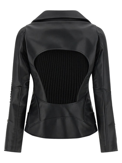 Junya Watanabe Black Artificial Leather Biker Jacket