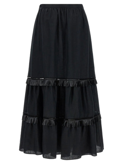 Kiton Black Linen Mini Skirt