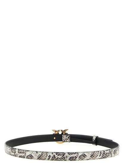 PINKO Gray Calfskin Thin Belt