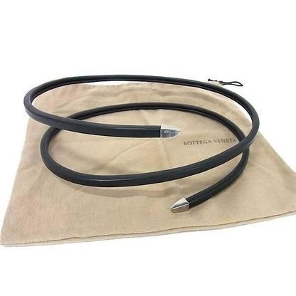 Bottega Veneta Leather Silver Spiral Belt Black