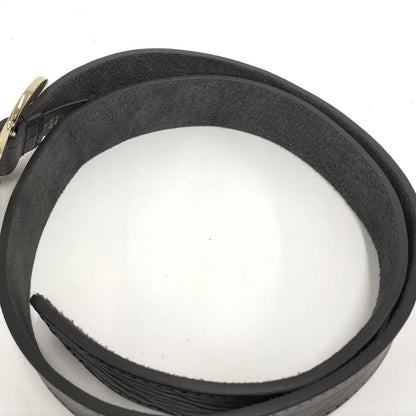 Gucci Holeless Belt Heart Buckle Leather Black