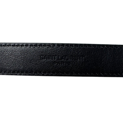 Saint Laurent YSL Yves Push Pin Buckle Belt 100 Shiny Leather