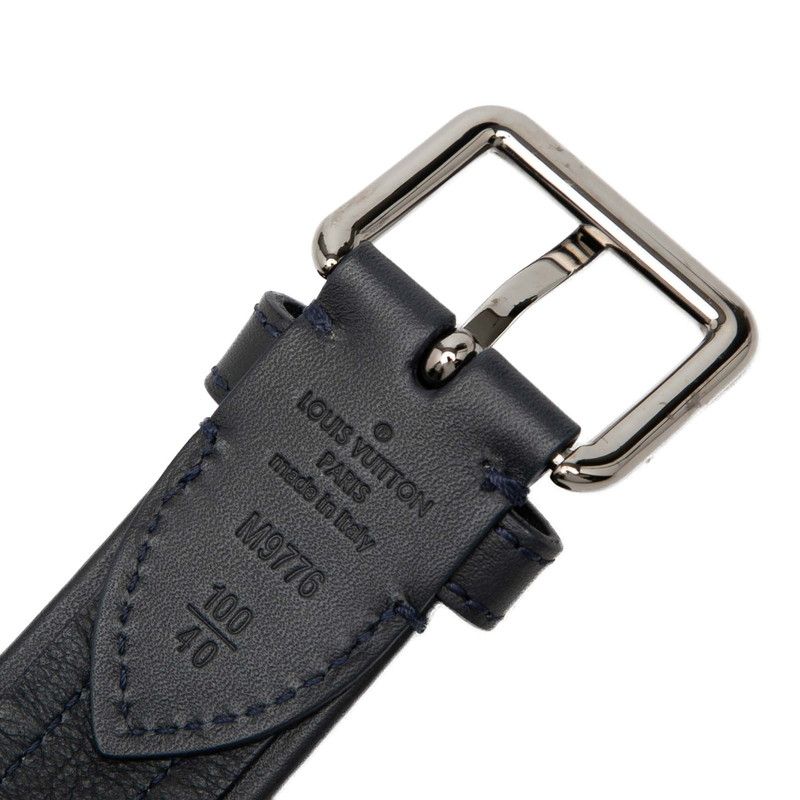 Louis Vuitton 100 40 Navy Gray Leather Suede Belt