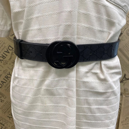 Gucci Leather Belt GG Marmont Supreme Black
