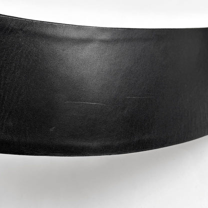Chanel CC Logo Belt Ribbon Sash Fabric Leather Black