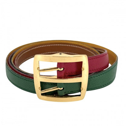 Hermes Belt Reversible 90 Leather Red Green Gold