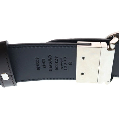 Gucci Interlocking Leather Belt Brown Silver