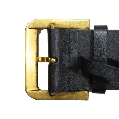 Dior D Buckle Quake Leather Waist Mark Belt 75 Black Gold