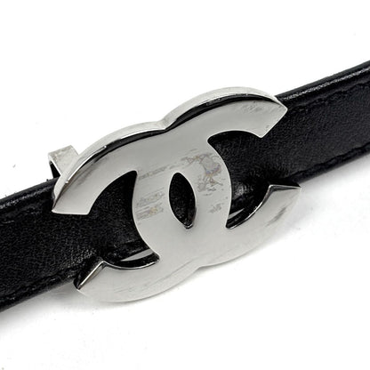 Chanel CC Logo Belt 97 Leather Black