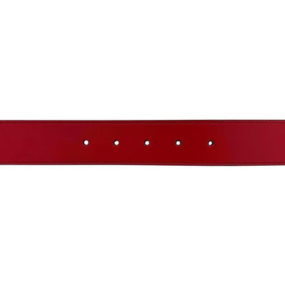Gucci Belt Red Interlocking Waist 100 35 Leather Metal GG Logo Buckle