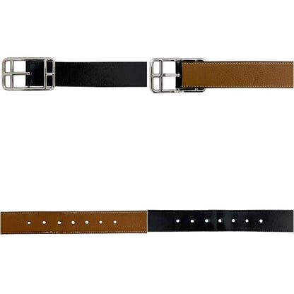 Hermes Belt Black Brown Cape Cod Waist 89 30 Box Calf Taurillon Clemence Leather