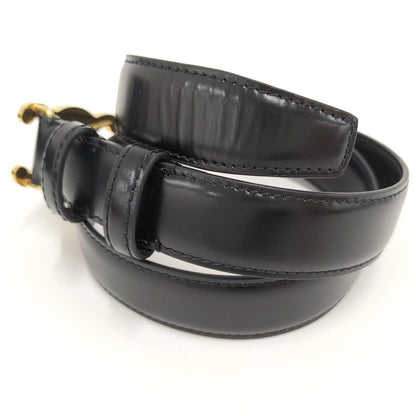 Celine Belt Triomphe Gold Leather Black
