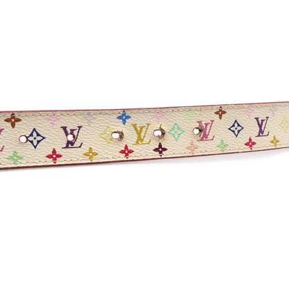 Louis Vuitton Monogram Multicolor Ceinture Carre Belt Leather Blanc White 80