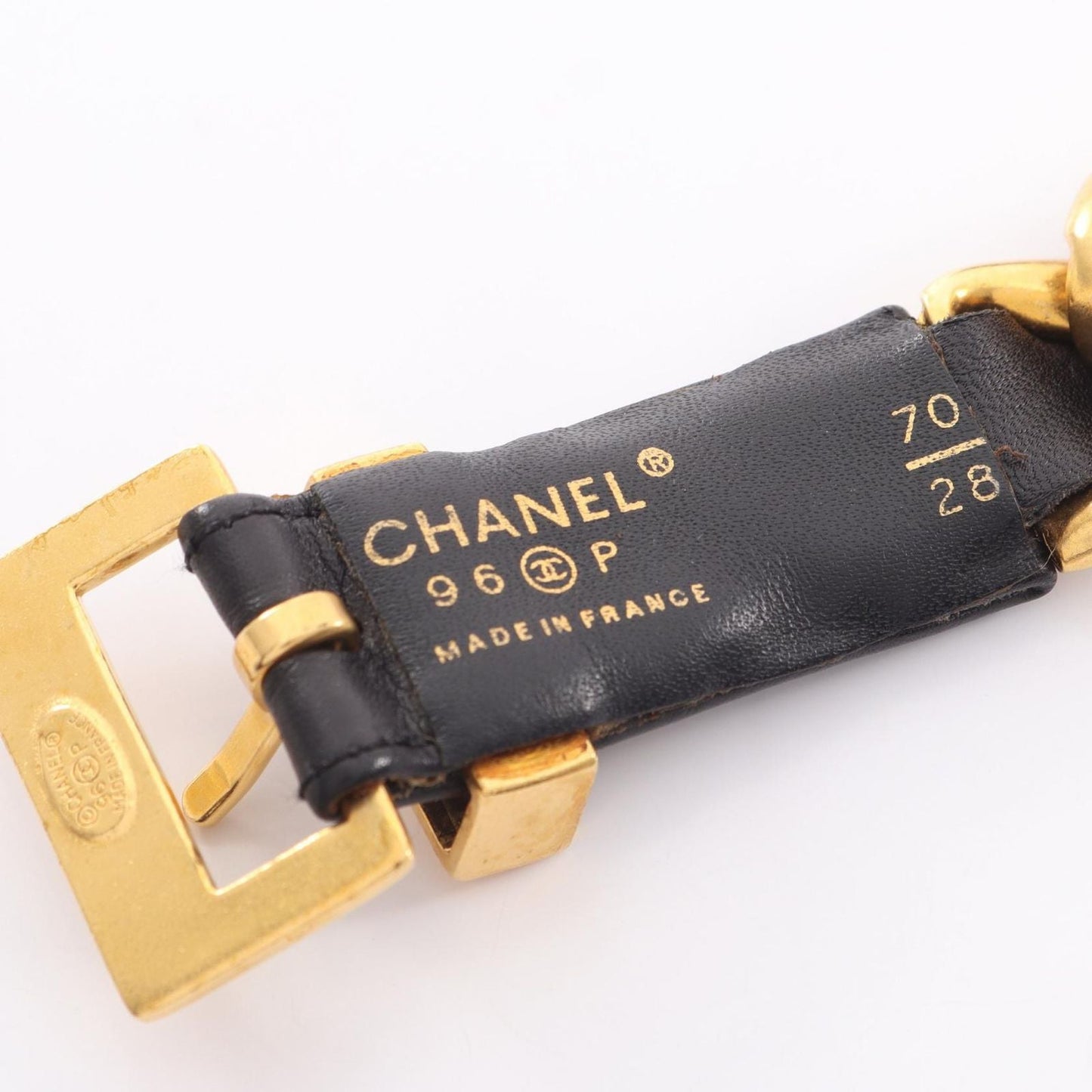 Chanel Belt Logo Chain Gold Leather Necklace