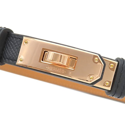 Hermes Belt Kelly 18 Veau Epsom Black Rose Gold New Turnlock Slide Adjustment