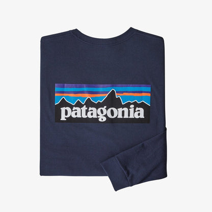 Patagonia T-Shirt a Manica Lunga Men's Long-Sleeved P-6 Logo Responsibili-Tee® New Navy