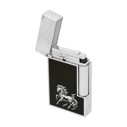 S.T. DUPONT Ligne 2 Horse Mane Guilloche Black/PAL Lighter/Briquet C16088CL