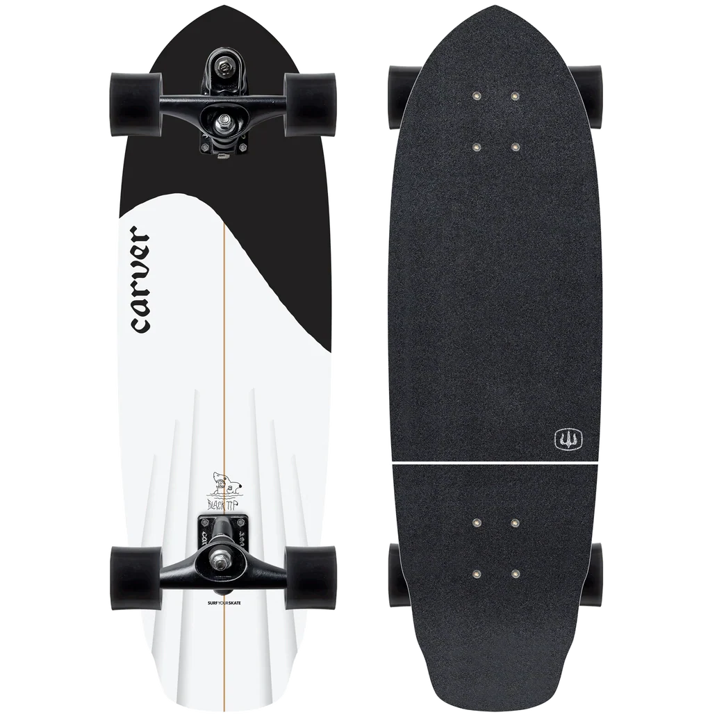 Carver Black Tip Surfskate Complete C7 Coal Satin - 32.5″