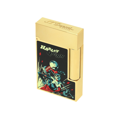 S.T. DUPONT Ligne 2 DC COMICS Lacquered Gold Harley Quinn Lighter/Briquet C16696