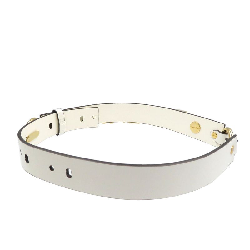 Versace Fendace Fendi 8 C0662 Leather Metal White Gold Belt 1891
